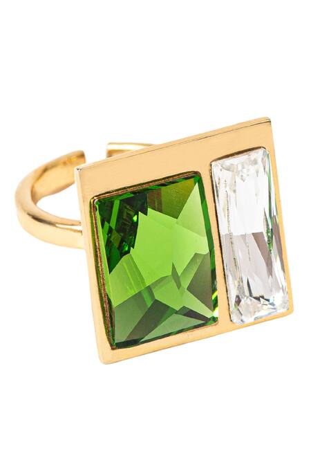 Voyce Jewellery_Green Stones Swarovski Embellished Ring _Online_at_Aza_Fashions