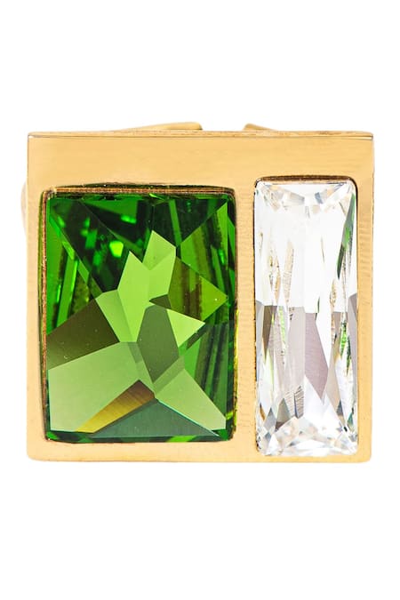 Buy_Voyce Jewellery_Green Stones Swarovski Embellished Ring 