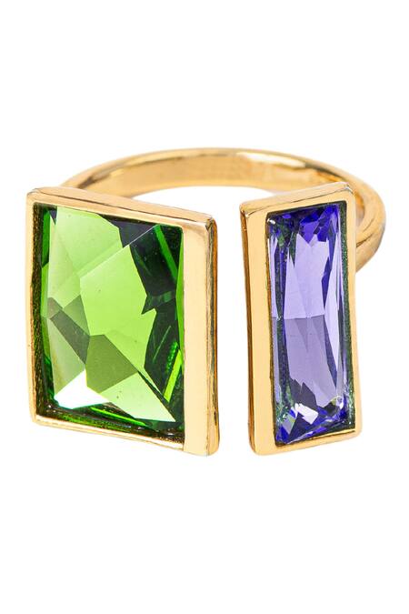 Voyce Jewellery_Green Stones Stellar Swarovski Embellished Ring _Online_at_Aza_Fashions