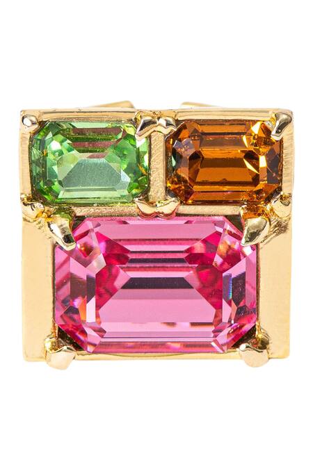 Voyce Jewellery_Multi Color Stones Elysian Swarovski Embellished Ring _Online_at_Aza_Fashions