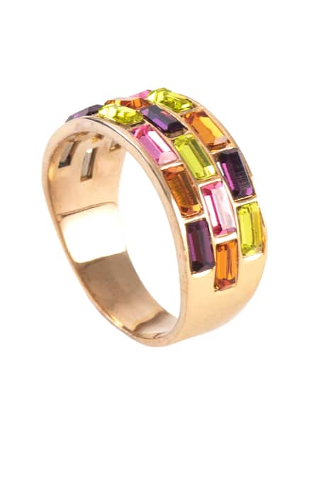 Voyce Jewellery Multi Color Stones Elysian Contrast Swarovski Embellished Ring Online at Aza Fashions Voyce Jewellery_Multi Color Stones Elysian Contrast Swarovski Embellished Ring _Online_at_Aza_Fashions
