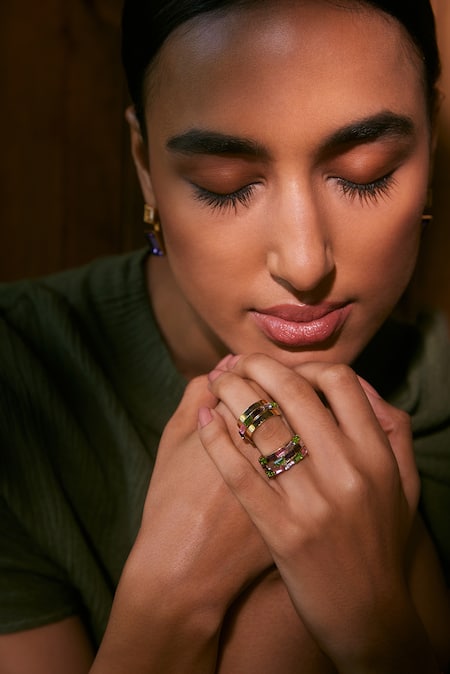 Shop Voyce Jewellery Multi Color Stones Elysian Contrast Swarovski Embellished Ring Online at Aza Fashions Shop_Voyce Jewellery_Multi Color Stones Elysian Contrast Swarovski Embellished Ring _Online_at_Aza_Fashions