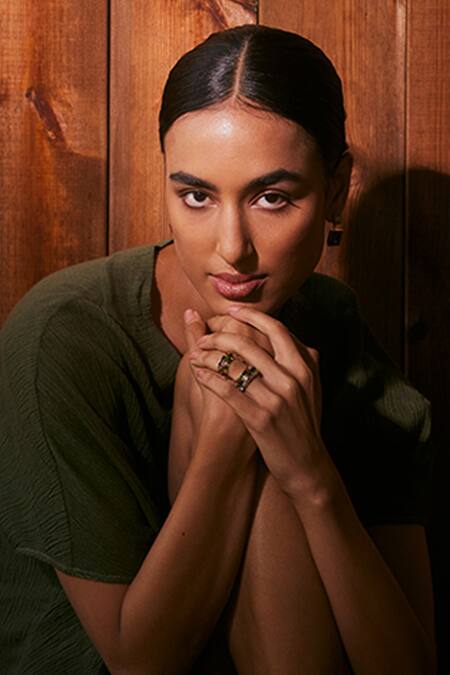 Shop Voyce Jewellery Multi Color Stones Elysian Swarovski Embellished Strand Ring Online at Aza Fashions Shop_Voyce Jewellery_Multi Color Stones Elysian Swarovski Embellished Strand Ring _Online_at_Aza_Fashions