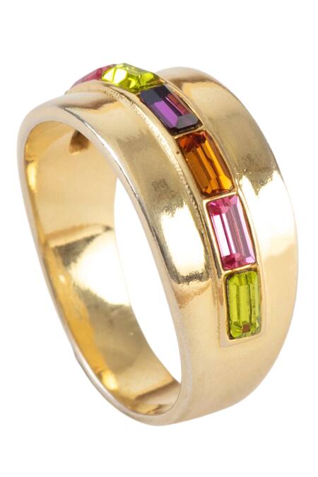 Voyce Jewellery Multi Color Stones Elysian Swarovski Embellished Strand Ring at Aza Fashions Voyce Jewellery_Multi Color Stones Elysian Swarovski Embellished Strand Ring _at_Aza_Fashions