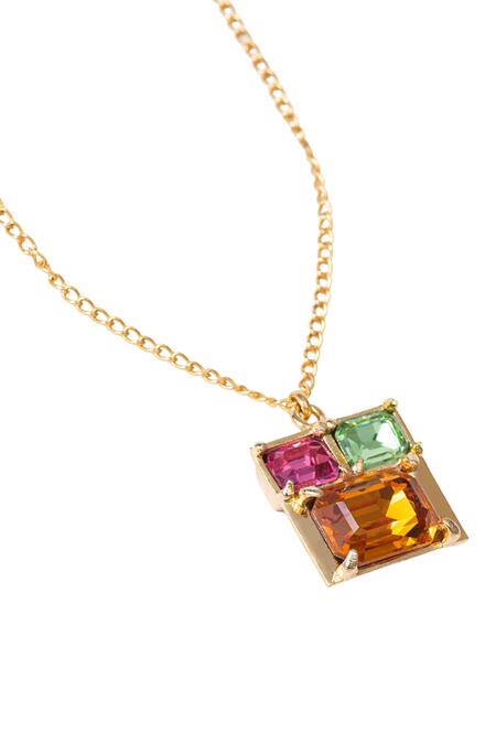 Shop_Voyce Jewellery_Multi Color Elysian Swarovski Embellished Pendant Necklace _at_Aza_Fashions