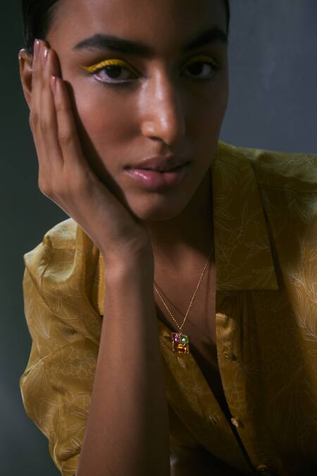 Buy_Voyce Jewellery_Multi Color Elysian Swarovski Embellished Pendant Necklace _Online_at_Aza_Fashions