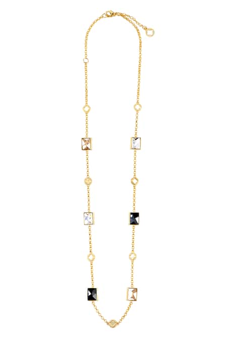 Shop_Voyce Jewellery_Black Elysian Swarovski Embellished Necklace _at_Aza_Fashions