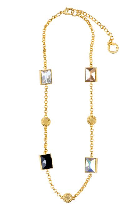 Shop_Voyce Jewellery_Black Elysian Swarovski Embellished Monochrome Necklace _at_Aza_Fashions