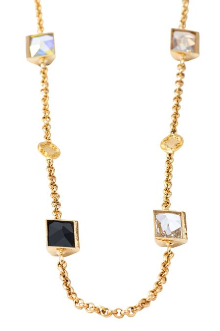 Voyce Jewellery_Black Elysian Swarovski Embellished Monochrome Necklace _Online_at_Aza_Fashions