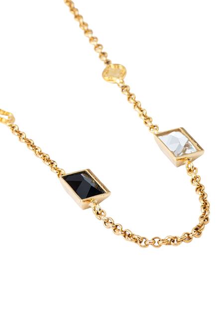 Buy_Voyce Jewellery_Black Elysian Swarovski Embellished Monochrome Necklace _Online_at_Aza_Fashions