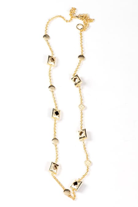 Shop_Voyce Jewellery_Multi Color Elysian Swarovski Work Necklace _at_Aza_Fashions