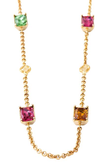 Voyce Jewellery_Multi Color Elysian Swarovski Work Necklace _Online_at_Aza_Fashions