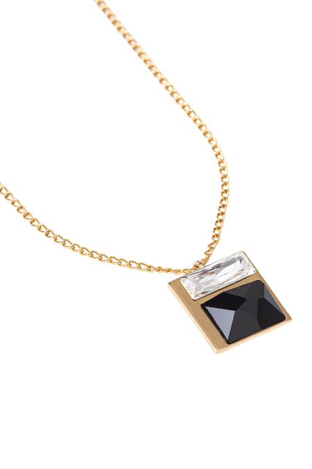 Buy_Voyce Jewellery_Black Two Tone Swarovski Embellished Necklace _Online_at_Aza_Fashions