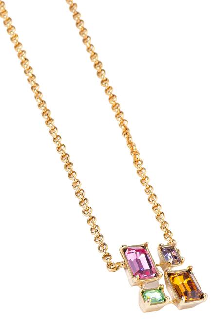 Shop Voyce Jewellery Multi Color Infinity Block Swarovski Embellished Necklace at Aza Fashions Shop_Voyce Jewellery_Multi Color Infinity Block Swarovski Embellished Necklace _at_Aza_Fashions
