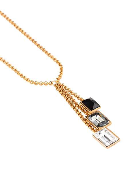 Shop_Voyce Jewellery_Black Perseid Swarovski Embellished Pendant Necklace _at_Aza_Fashions