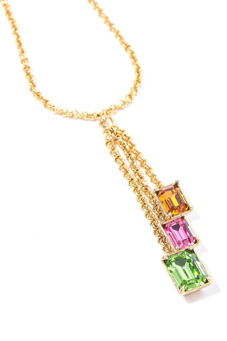Shop_Voyce Jewellery_Multi Color Perseid Swarovski Embellished Necklace _at_Aza_Fashions