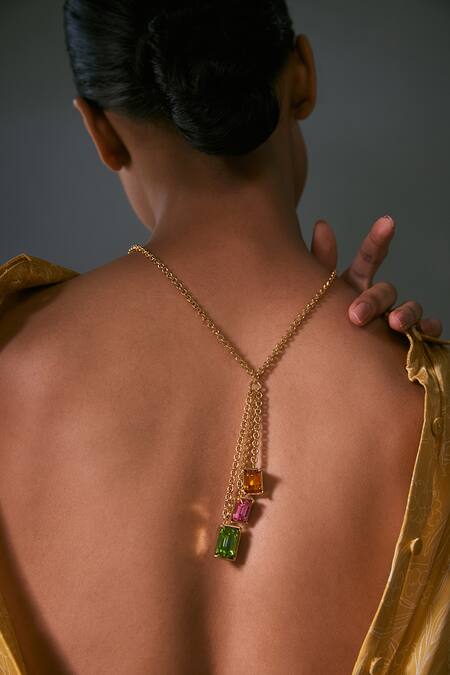 Voyce Jewellery_Multi Color Perseid Swarovski Embellished Necklace _Online_at_Aza_Fashions