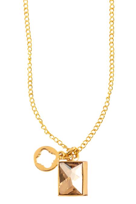 Shop_Voyce Jewellery_Gold Plated Sirius Swarovski Embellished Pendant Necklace _Online_at_Aza_Fashions