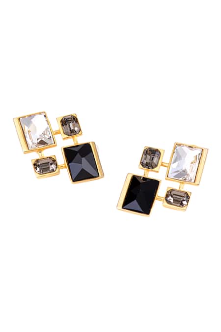 Voyce Jewellery Infinity Crystal Embellished Square Earrings 
