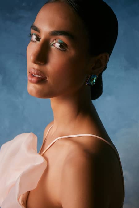 Buy_Voyce Jewellery_Blue Stones Radiance Swarovski Embellished Stud Earrings _Online_at_Aza_Fashions