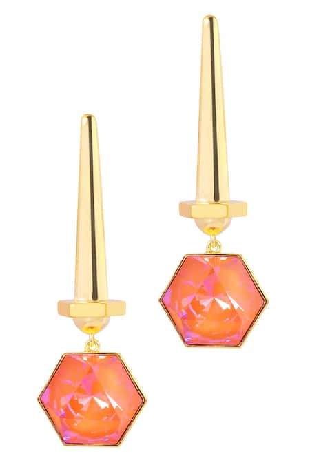 Voyce Jewellery Hexa Crystal Embellished Drop Earrings 