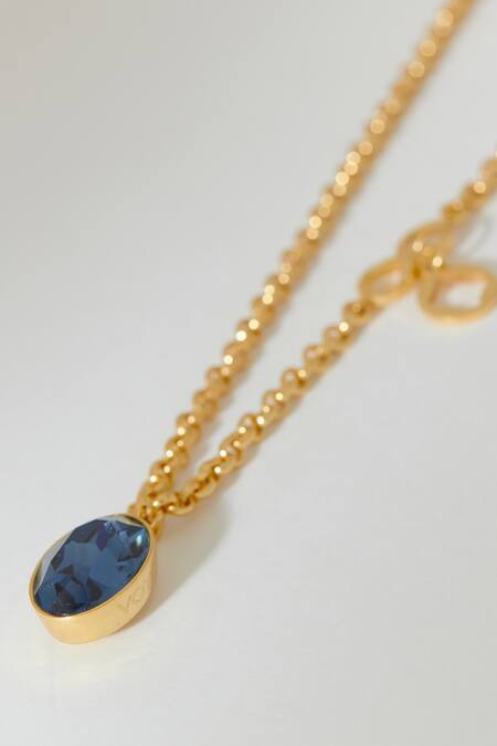 Voyce Jewellery_Blue Elysian Swarovski Double Crystal Pendant Necklace _Online_at_Aza_Fashions