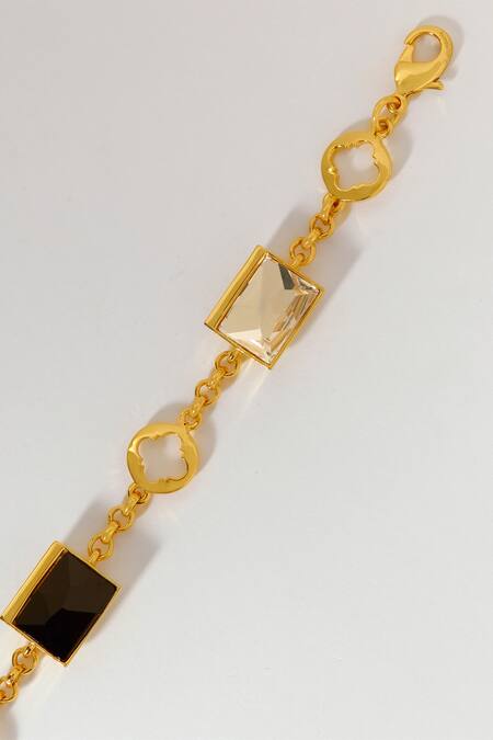 Buy_Voyce Jewellery_Multi Color Crystals Elysian Swarovski Embellished Chain Bracelet _Online_at_Aza_Fashions