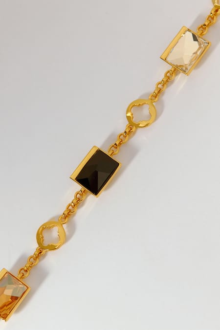 Shop_Voyce Jewellery_Multi Color Crystals Elysian Swarovski Embellished Chain Bracelet _Online_at_Aza_Fashions