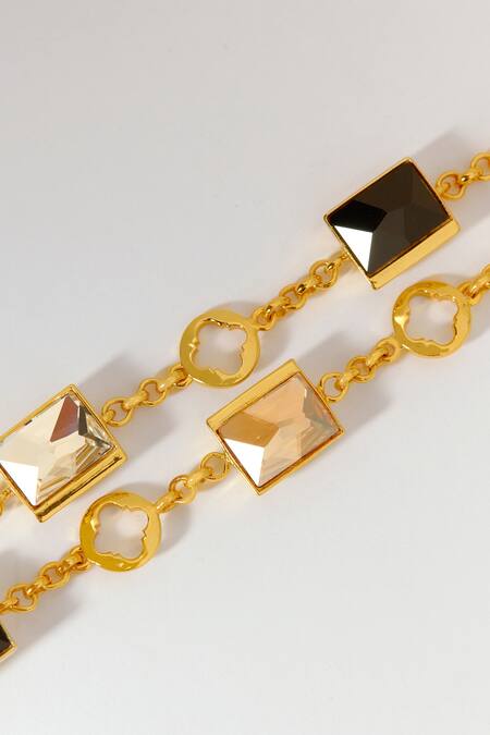 Voyce Jewellery_Multi Color Crystals Elysian Swarovski Double Chain Bracelet _Online_at_Aza_Fashions