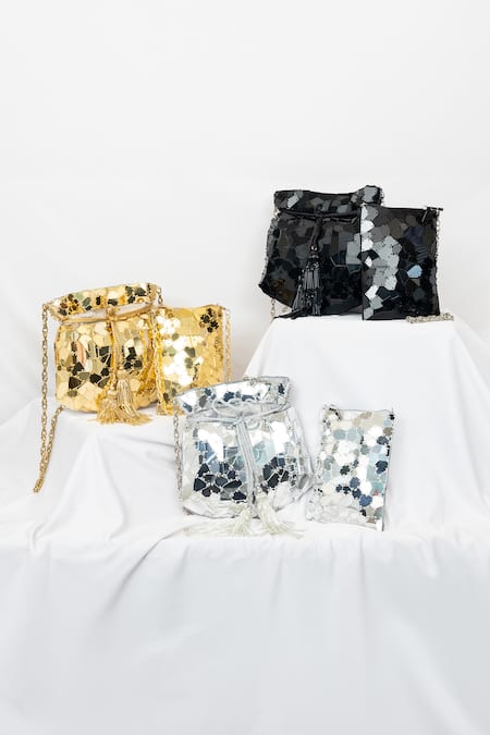 SG Collection By Sonia Gulrajani_Black Acrylic Stellar Embellished Bag _Online_at_Aza_Fashions