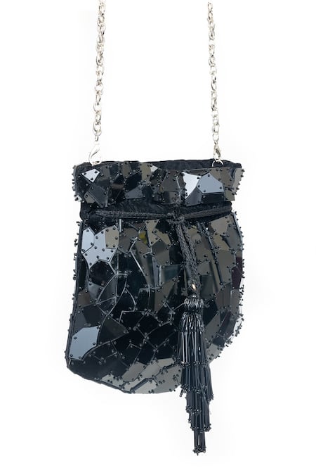 Buy_SG Collection By Sonia Gulrajani_Black Acrylic Stellar Embellished Bag _Online_at_Aza_Fashions