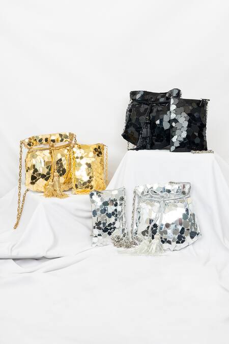 SG Collection By Sonia Gulrajani Silver Acrylic Stellar Abstract Embellished Phone Sling Bag Online at Aza Fashions SG Collection By Sonia Gulrajani_Silver Acrylic Stellar Abstract Embellished Phone Sling Bag _Online_at_Aza_Fashions