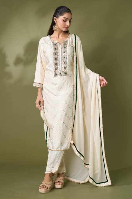 Khwaab by Sanjana Lakhani Chevron Pattern Kurta Pant Set 