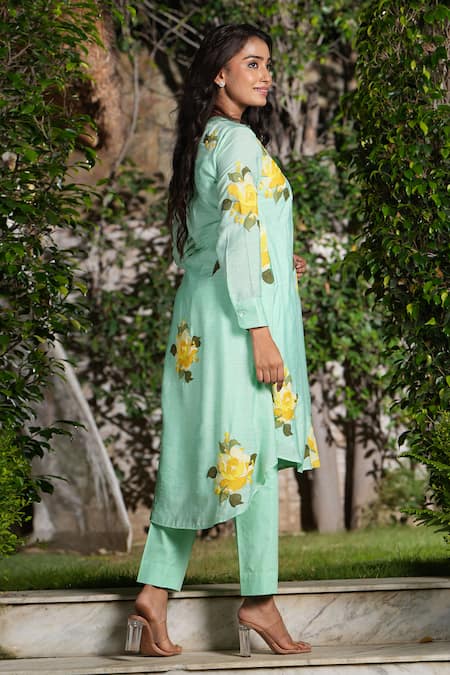 Studio Twelve 11 Skylight Asymmetric Embroidered Kurta & Pant Set 