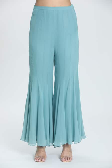 Buy Swati Wadhwani Couture Blue Georgette, Satin Beads, Sequins, Embroidery Aestral Hand Kurta Sharara Set Buy_Swati Wadhwani Couture_Blue Georgette, Satin Beads, Sequins, Embroidery Aestral Hand Kurta Sharara Set