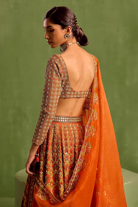 Neha Khullar Floral Geometric Mughal Printed Lehenga Set 