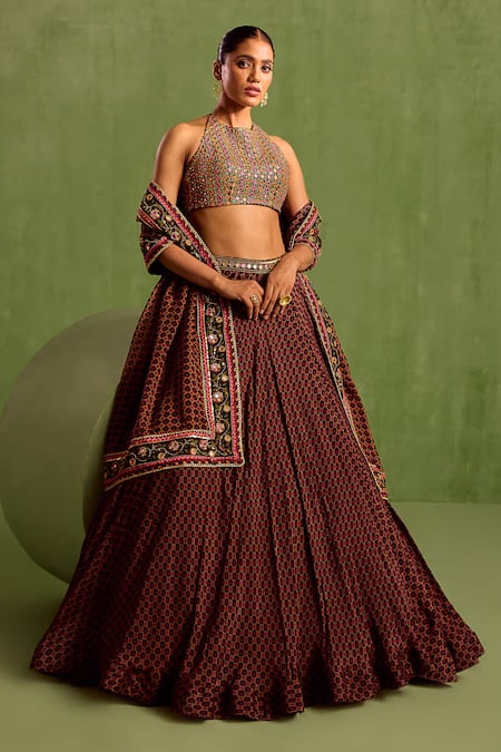 Neha Khullar Floral Geometric Printed Lehenga Set 