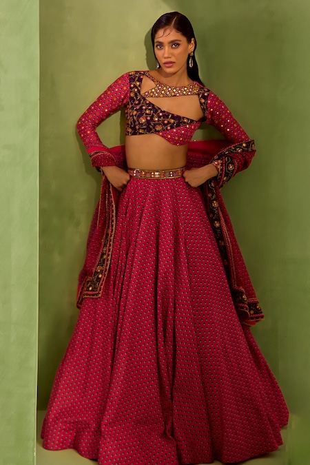 Neha Khullar Motif Print Lehenga & Blouse Set 