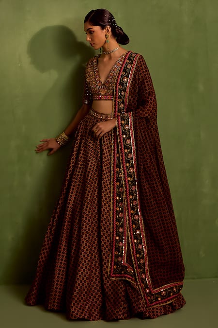 Neha Khullar Miniature Butti Print Lehenga Set 