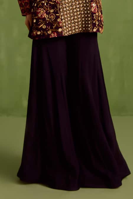 Neha Khullar_Black Viscose, Crepe Sequins, Beads, Zari Hand Embroidered Kurta With Sharara _Online_at_Aza_Fashions