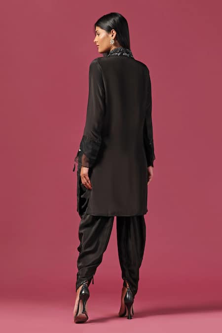 Two Sisters By Gyans Floral Placement Embroidered Kurta & Dhoti Pant Set 