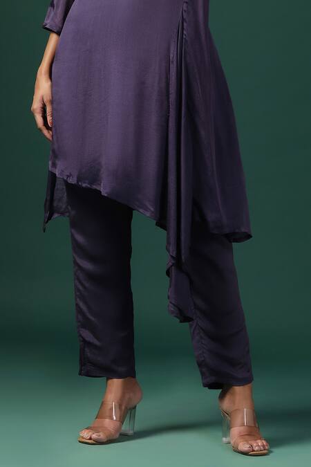 Two Sisters By Gyans Purple Georgette Sequins, Cut Work Round Neckline Embroidered Kurta And Pant Set Online at Aza Fashions Two Sisters By Gyans_Purple Georgette Sequins, Cut Work Round Neckline Embroidered Kurta And Pant Set _Online_at_Aza_Fashions