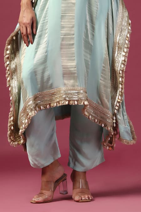 Buy Two Sisters By Gyans Blue Tissue, Georgette, Crepe Sequins, Embroidery Stripe Woven Kaftan Pant Set Online at Aza Fashions Buy_Two Sisters By Gyans_Blue Tissue, Georgette, Crepe Sequins, Embroidery Stripe Woven Kaftan Pant Set _Online_at_Aza_Fashions