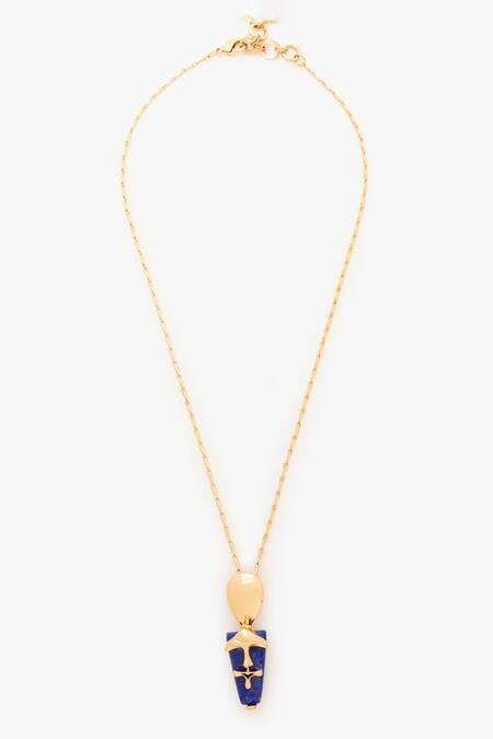 Buy_Outhouse_Gold Plated The Lazuli Sculpt Pendant Necklace 