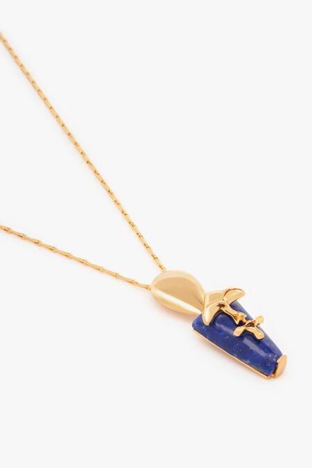 Shop_Outhouse_Gold Plated The Lazuli Sculpt Pendant Necklace 