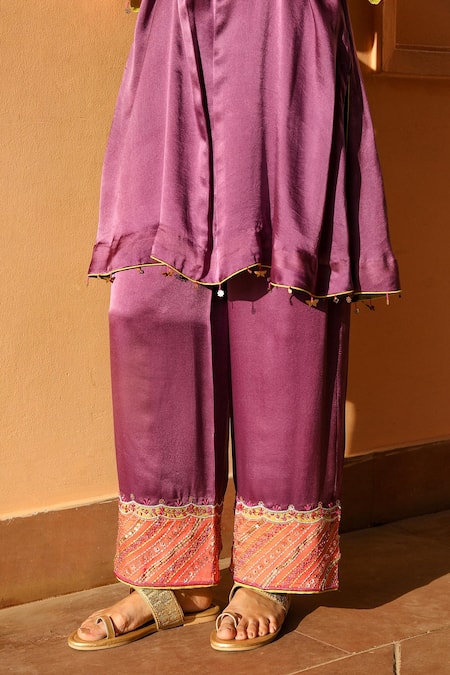 Bhawna Sethi Purple Satin, Organza, Georgette Beads, Zari Dove Zardozi Embellished Kurta Set at Aza Fashions Bhawna Sethi_Purple Satin, Organza, Georgette Beads, Zari Dove Zardozi Embellished Kurta Set _at_Aza_Fashions