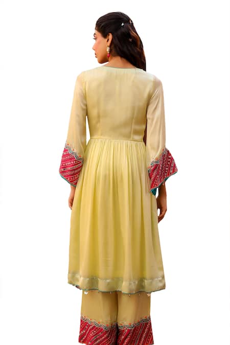 Shop Bhawna Sethi Yellow Satin, Georgette, Organza Cut Work, Butter Hand Angarkha Anarkali Set Online at Aza Fashions Shop_Bhawna Sethi_Yellow Satin, Georgette, Organza Cut Work, Butter Hand Angarkha Anarkali Set _Online_at_Aza_Fashions