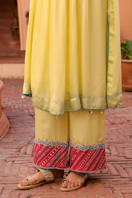 Bhawna Sethi Yellow Satin, Georgette, Organza Cut Work, Butter Hand Angarkha Anarkali Set at Aza Fashions Bhawna Sethi_Yellow Satin, Georgette, Organza Cut Work, Butter Hand Angarkha Anarkali Set _at_Aza_Fashions