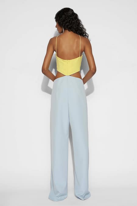 Tisharth By Shivani Color Block Embroidered Jumpsuit 