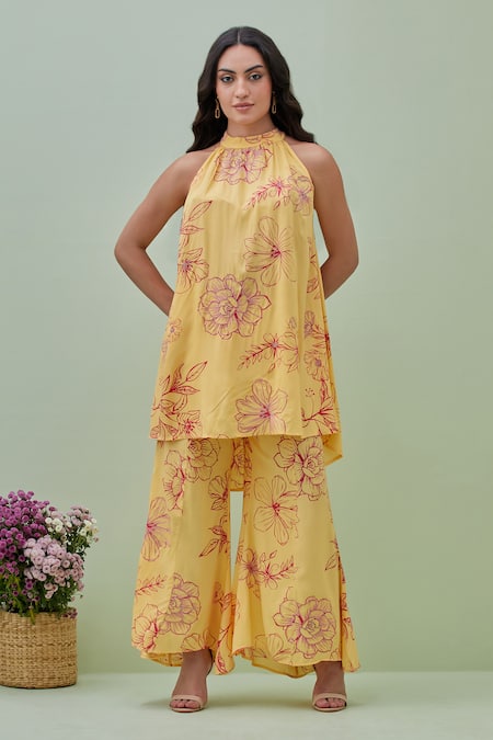 Grass & Sunshine Blossom Floral Print Kurta & Pant Set 